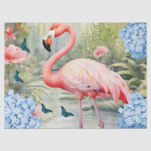 Tropische Aquarell-Blumen Flamingo & Schmetterling Seidenpapier