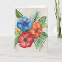 Tropische Aquarell-Blumen-Grüßkarte