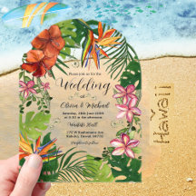 Tropische Aquarell-Hawaiianische Blumige Hochzeit