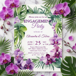 Tropische Aquarell-Lila-Orchideen-Verlobungsfeier Einladung