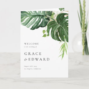 Tropische Aquarell-Monstera-Blatt-Sommerhochzeit Programm