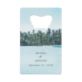 Tropische Aquarell-Palmen & Strandhochzeit Geldbeutel Flaschenöffner
