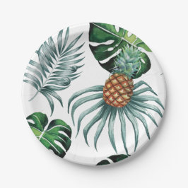 Tropische Aquarellananasmalerei auf Weiß Pappteller
