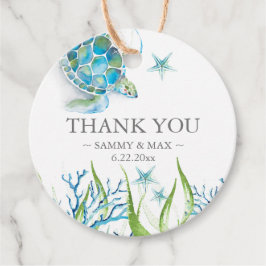 Tropische Aquarellenschildkröten-Liebesmarken Geschenkanhänger