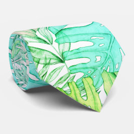 Tropische Aquarellfarbe Pastel Monstera Krawatte