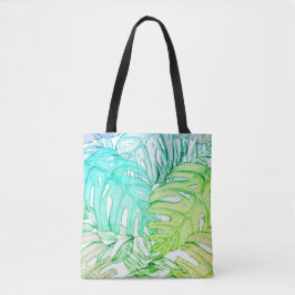 Tropische Aquarellfarbe Pastel Monstera Tasche