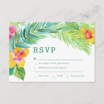 Tropische Aquarellfarben-Blätter Ziel-RSVP-Karte