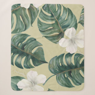 Tropische Aquarellfarben-Pflanze: nahtloses Muster Sherpadecke