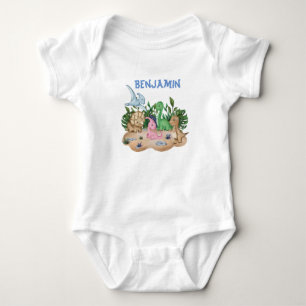 Tropische Baby-Dinosaurier Benutzername Baby Strampler