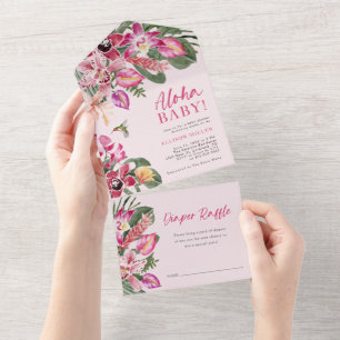 Tropische Babyparty All In One Einladung