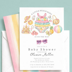 Tropische Babyparty-Einladung für Mädchen am Stran Einladung