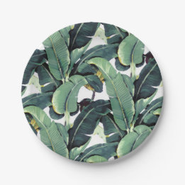 Tropische Banane verlässt Palme 7" PapierTeller