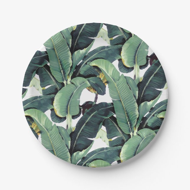 Tropische Banane verlässt Palme 7" PapierTeller (Vorderseite)