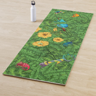Tropische Bananen Blätter Chameleons Hibiskus Blum Yogamatte