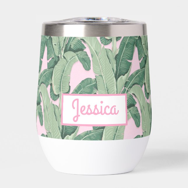 Tropische Bananen-Blätter in Rosa (Vorderseite)