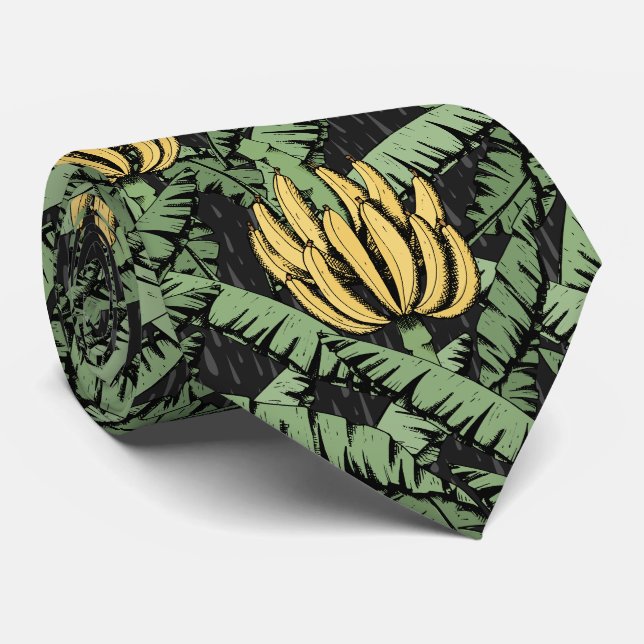 Tropische Bananen-Blätter und Gelbbananen Krawatte (Gerollt)