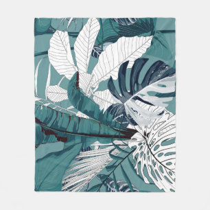 Tropische Bananen Monstera: Modisch, nahtlos. Fleecedecke