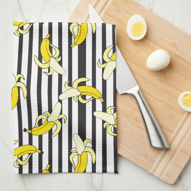 Tropische Bananen Streifen Geschirrtuch (Viertel Falte)