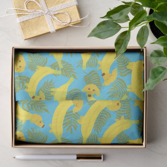 Tropische Bananenhunde Niedlich Gemustert Seidenpapier (Geschenk)
