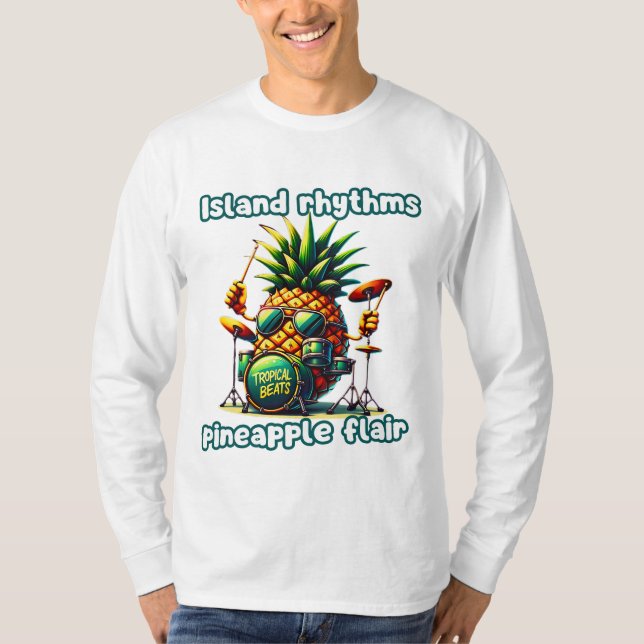 Tropische Beats Ananas Drummer Vibe T-Shirt (Vorderseite)