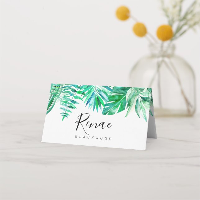 Tropische Begleitkarte, tropische Hochzeit Platzkarte (Vorderseite)