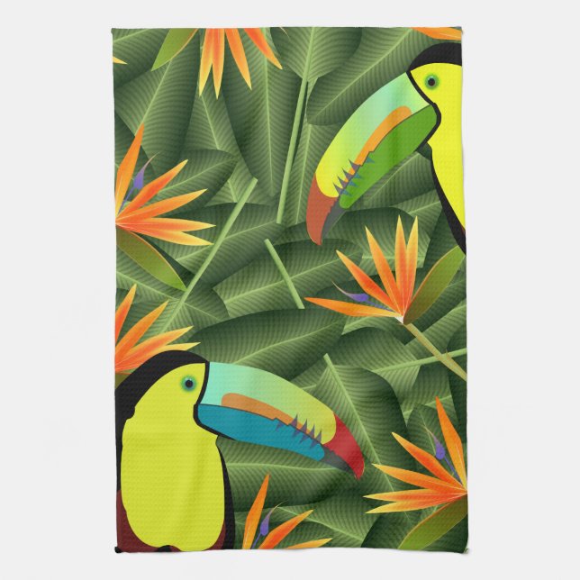 Tropische Berge und Vögel des Paradieses Handtuch (Vertikal)