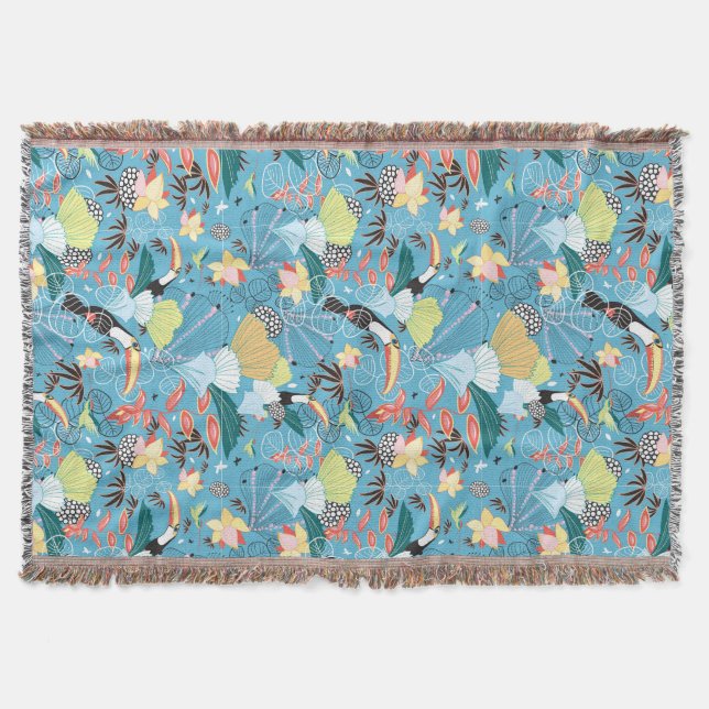 Tropische Beschaffenheit mit Toucans und Kolibris Decke (Vorderseite)