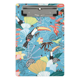 Tropische Beschaffenheit mit Toucans und Kolibris Mini Klemmbrett