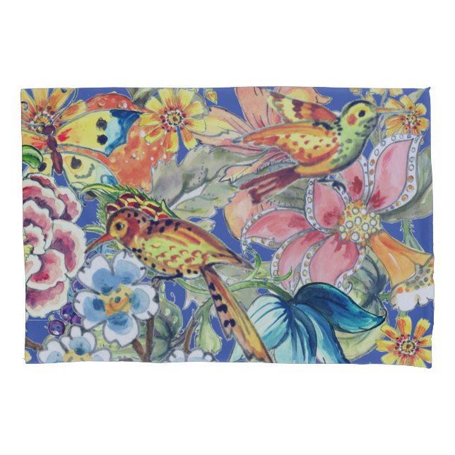 Tropische Bird Butterfly Orientale Farbe Kissenbezug (Vorderseite-Links)