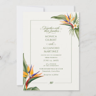 Tropische Bird of Paradise Strandhochzeit Einladung