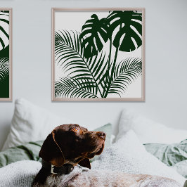 Tropische Blätter 1 dunkelgrün auf der Printmedien Poster