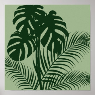 Tropische Blätter 2 Light Green Modern Art Print Poster