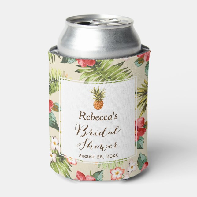Tropische Blätter Ananas Brautparty Gefallen Dosenkühler (Kanne Vorderseite)