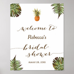 Tropische Blätter Ananas Brautparty-Schild Poster