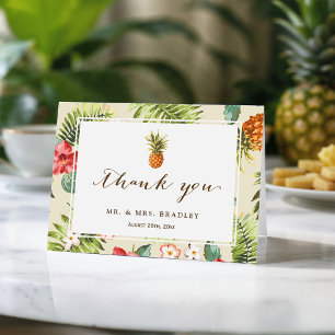 Tropische Blätter Ananas Hawaiian Luau Vielen Dank Dankeskarte