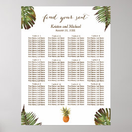 Tropische Blätter Ananas-Hochzeitstabelle Poster