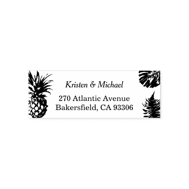 Tropische Blätter Ananas-Rücksendeadresse Permastempel (Design)
