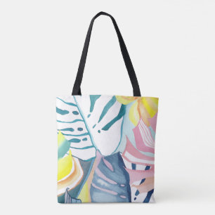 Tropische Blätter Aquarell Abstrakte Kunst Einkauf Tasche