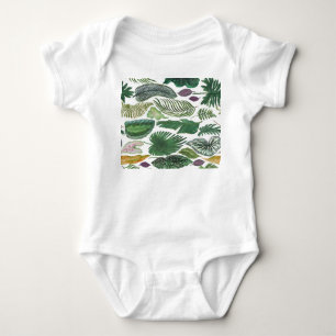 Tropische Blätter: Aquarellfarbener Hintergrund Baby Strampler