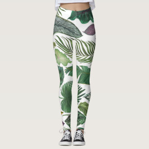 Tropische Blätter: Aquarellfarbener Hintergrund Leggings