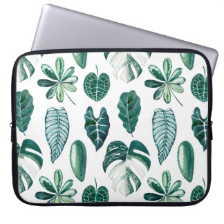 Tropische Blätter Aquarellmuster nahtlos mit m Laptopschutzhülle