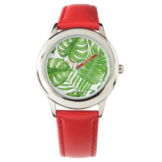 Tropische Blätter Armbanduhr (Vorderseite)