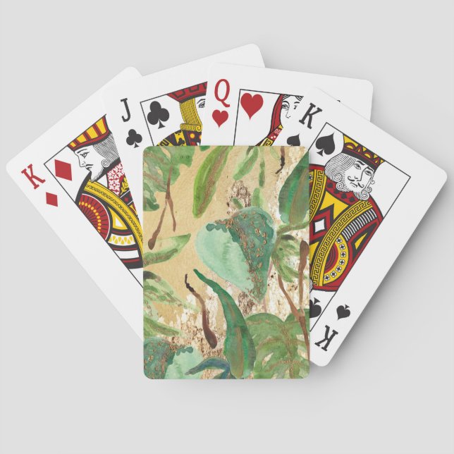 Tropische Blätter aus Gold Spielkarten (Rückseite)