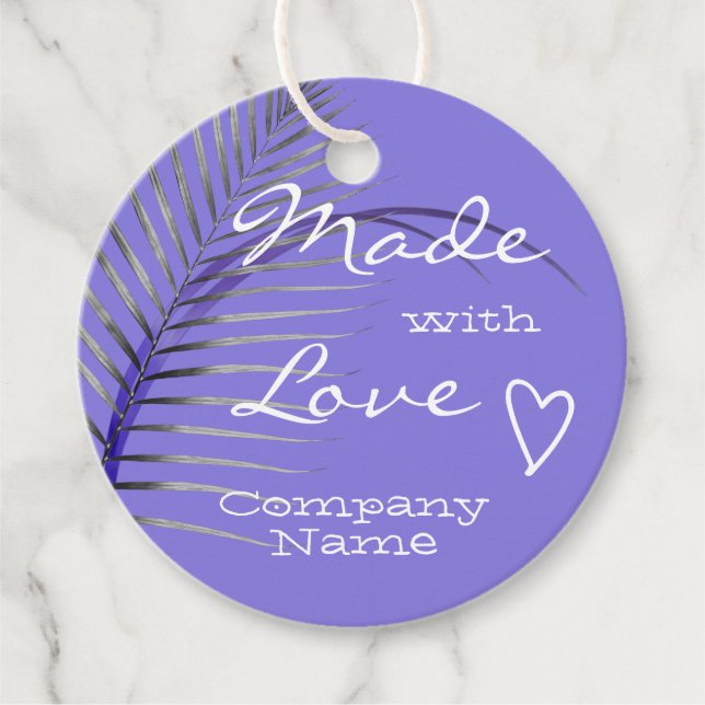 Tropische Blätter aus Liebe Pastel Lilac Lila Geschenkanhänger (Vorderseite)