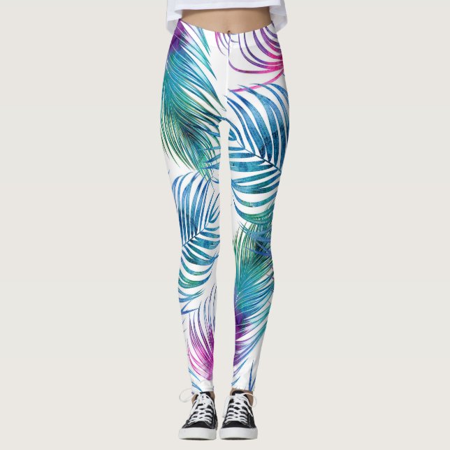 Tropische Blätter aus Palmen, Blumenmuster aus dem Leggings (Vorderseite)