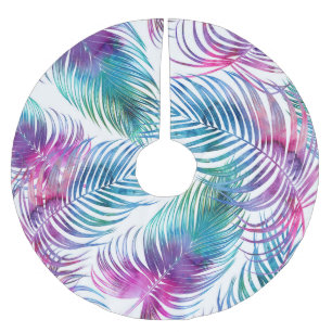 Tropische Blätter aus Palmen, Blumenmuster aus dem Polyester Weihnachtsbaumdecke