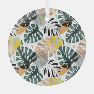 Tropische Blätter aus Palmen: dekorative Elemente. Ornament Aus Glas