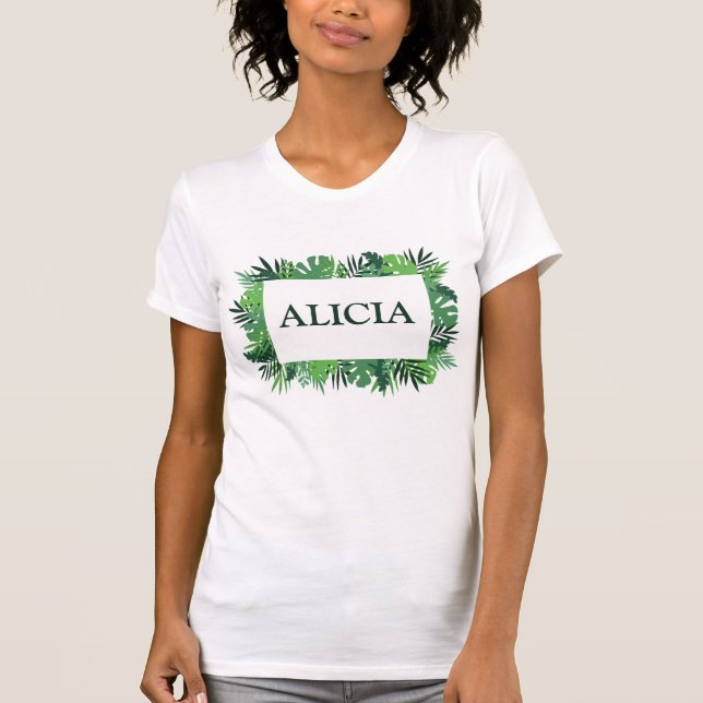 Tropische Blätter aus Palmen individuelle Name T-Shirt (Vorderseite)