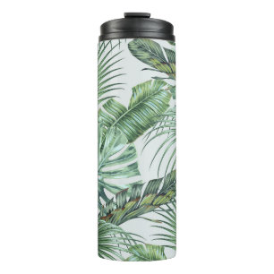 Tropische Blätter aus Palmen, Monstera, Bananenbla Thermosbecher