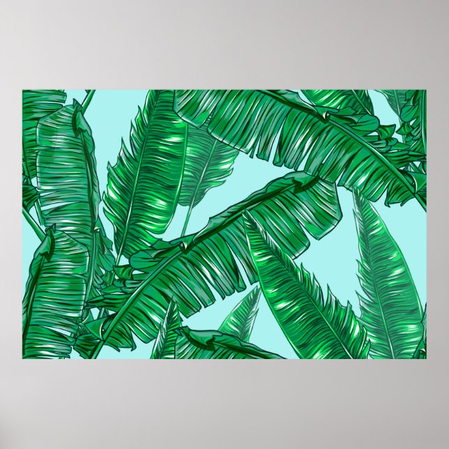 Tropische Blätter aus Palmen nahtlos Vintage Blume Poster (Vorne)